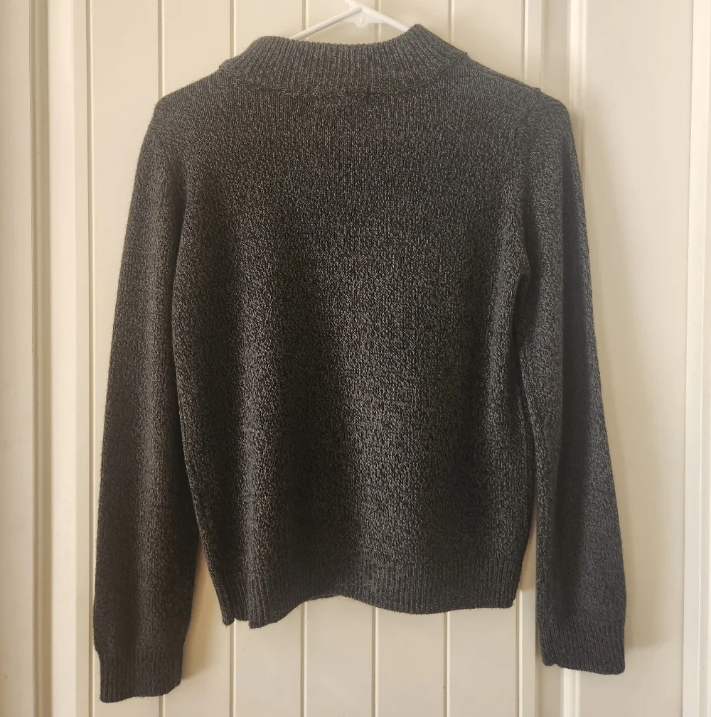 Carol Rose, Speckled Charcoal Mock-Turtleneck Sweater